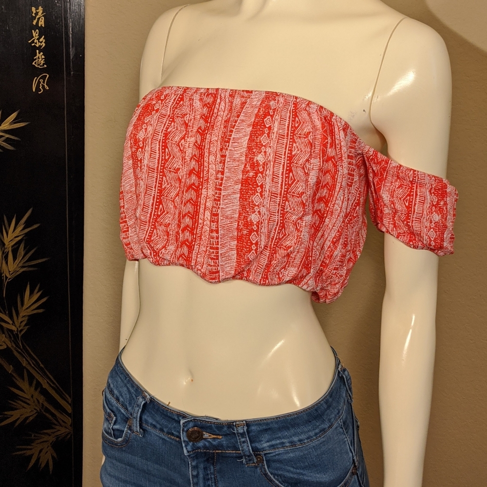 Forever 21 Coral Beachy Top peplum Blouse